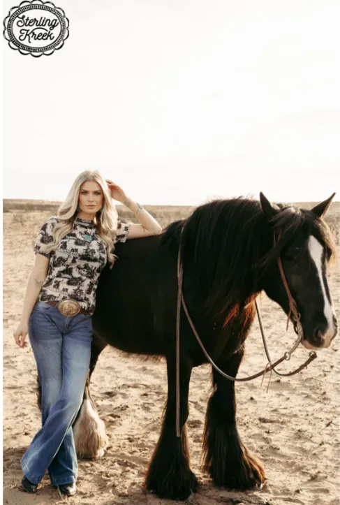 Rodeo Road Short Sleeve Mesh Top