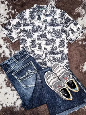Rodeo Road Short Sleeve Mesh Top