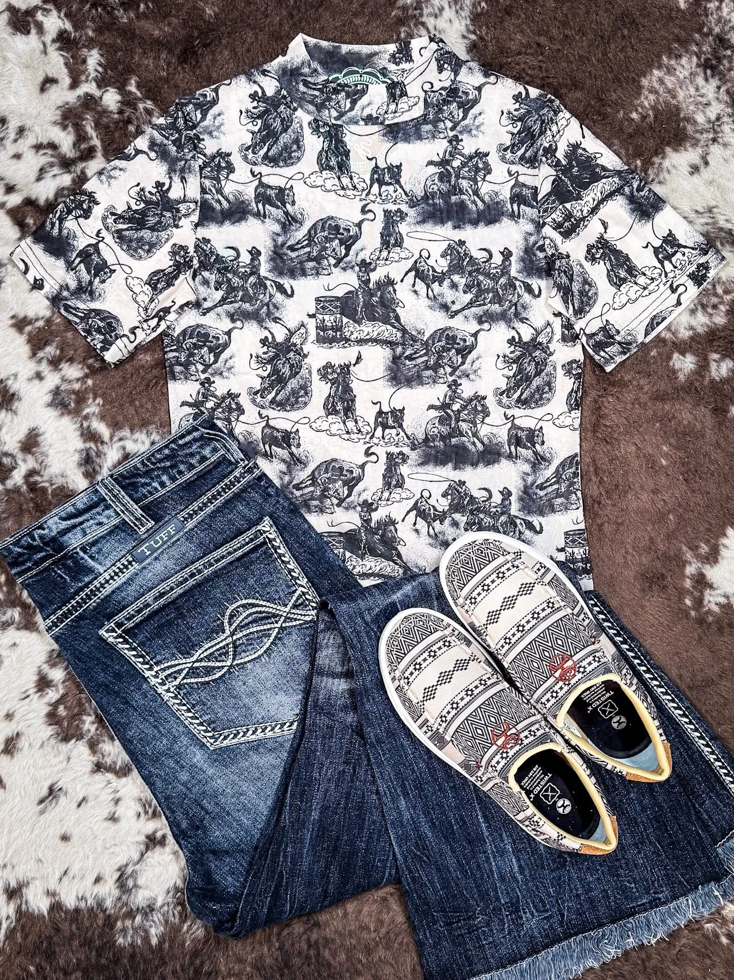Rodeo Road Short Sleeve Mesh Top
