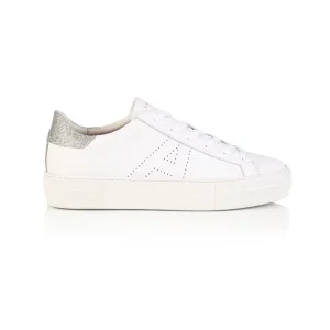 Roxy Signature: White & Silver Glitter Trainers