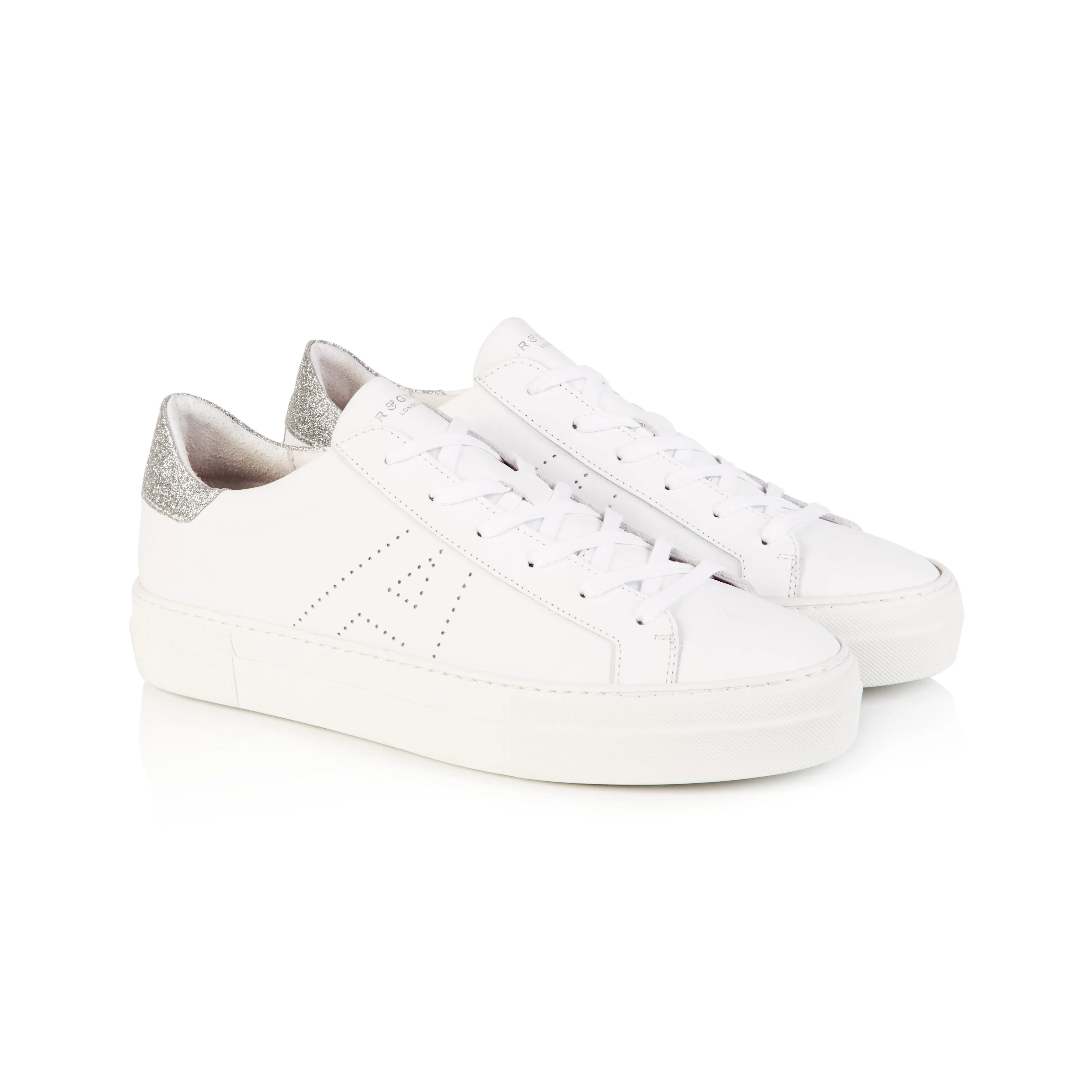 Roxy Signature: White & Silver Glitter Trainers