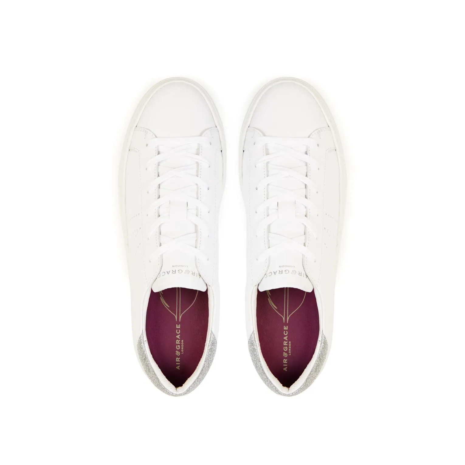 Roxy Signature: White & Silver Glitter Trainers