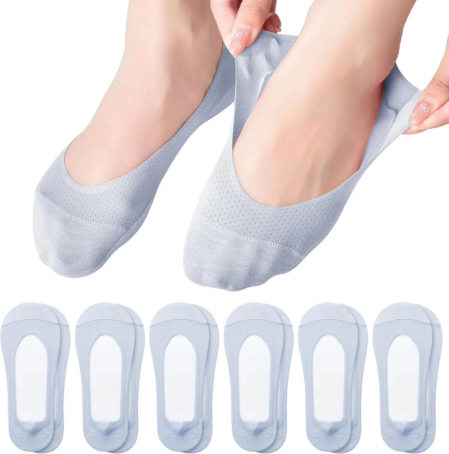 RYI 5-Pack No Show Socks for Women Size 6-9 Ankle Invisible Non-slip Athletic Socks