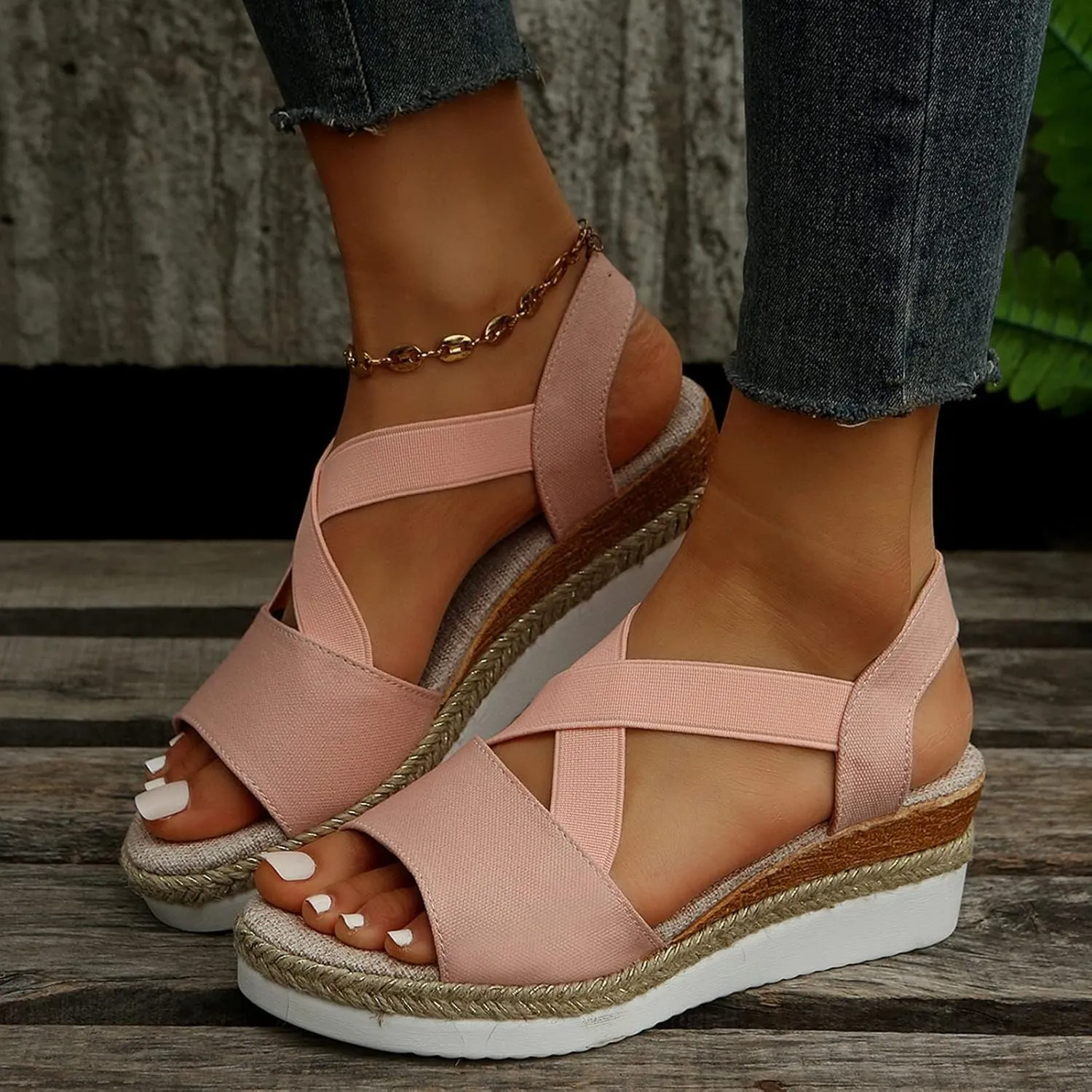 Sandals for Women 2025 Fashion Platform Sandals Espadrilles Wedges Dressy Summer Sandals Ankle Strap Slip On Sandals