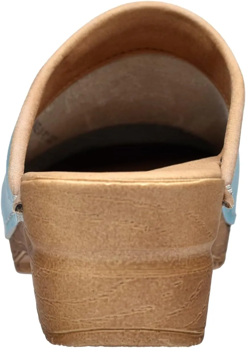 Sanita Sandra Open Clog Original Handmade Flexible Leather Clogs for Women Anatomically Shaped Foot Bed with Soft Foam