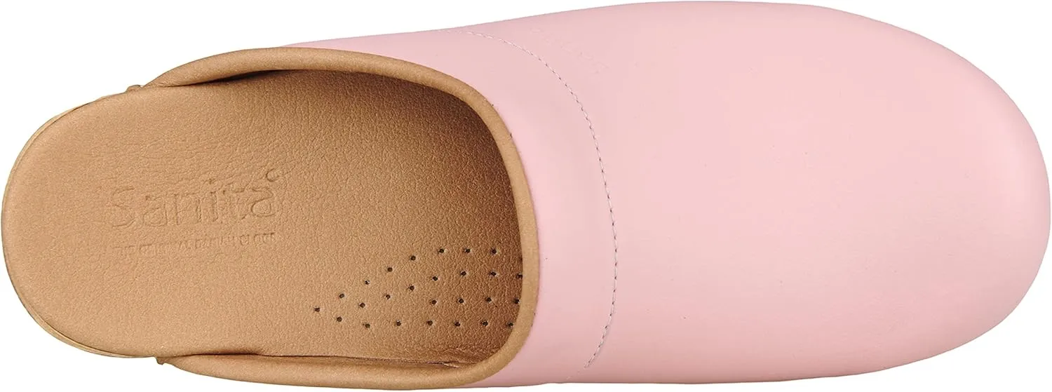 Sanita Sandra Open Clog Original Handmade Flexible Leather Clogs for Women Anatomically Shaped Foot Bed with Soft Foam