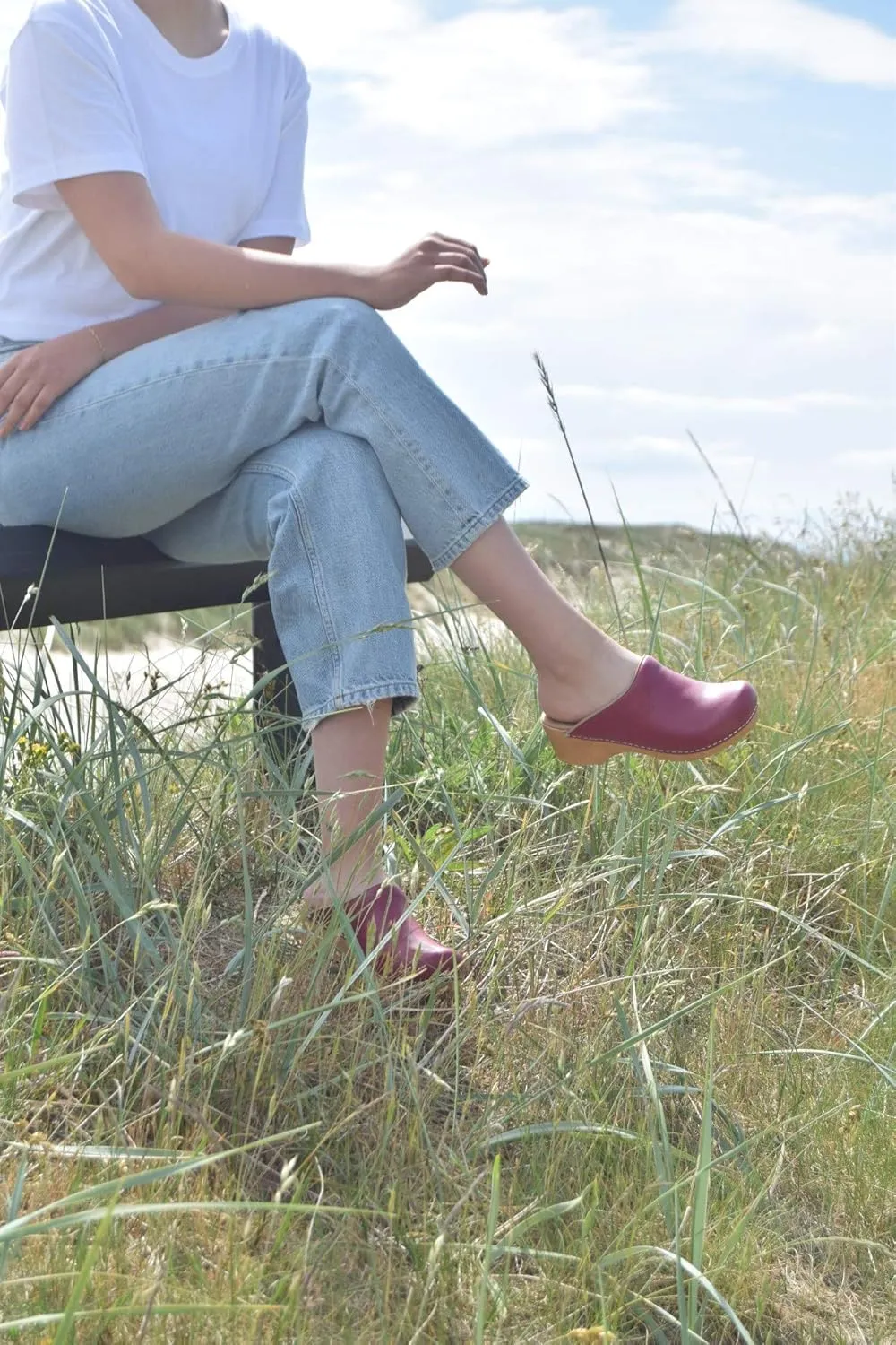 Sanita Sandra Open Clog Original Handmade Flexible Leather Clogs for Women Anatomically Shaped Foot Bed with Soft Foam