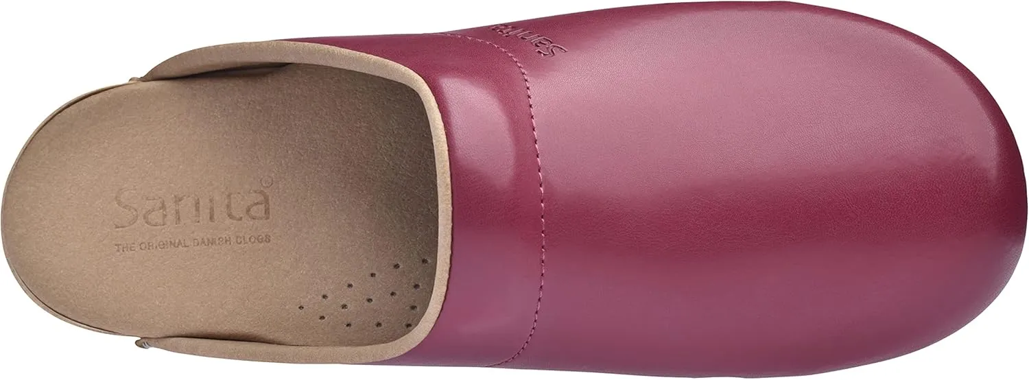 Sanita Sandra Open Clog Original Handmade Flexible Leather Clogs for Women Anatomically Shaped Foot Bed with Soft Foam