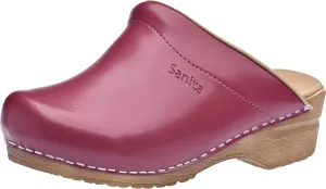 Sanita Sandra Open Clog Original Handmade Flexible Leather Clogs for Women Anatomically Shaped Foot Bed with Soft Foam