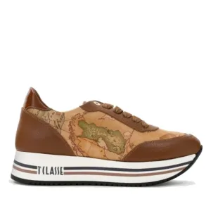 Scarpe Donna 1A Classe Alviero Martini Sneakers in Pelle color Castagna con Fondo Logato 0426