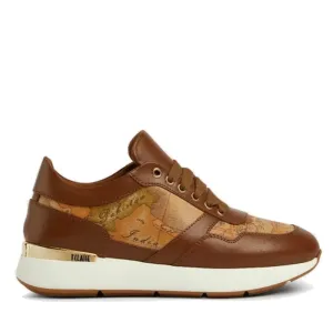 Scarpe Donna 1A Classe Alviero Martini Sneakers in Pelle color Castagna con Inserti Geo Classic 0418