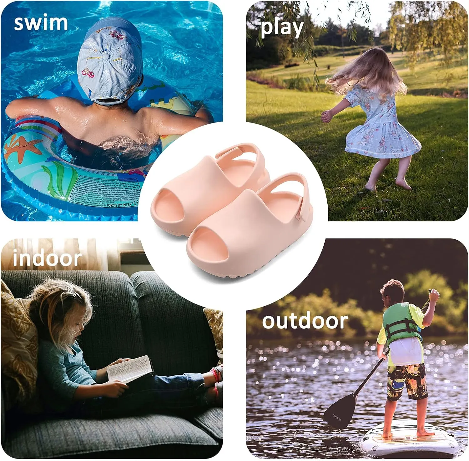 SEAUR - Toddler Little Kids Slides Sandals Girls Summer Sandals Boys Shower Anti-slip Slippers Baby Indoor Outdoor Slippers