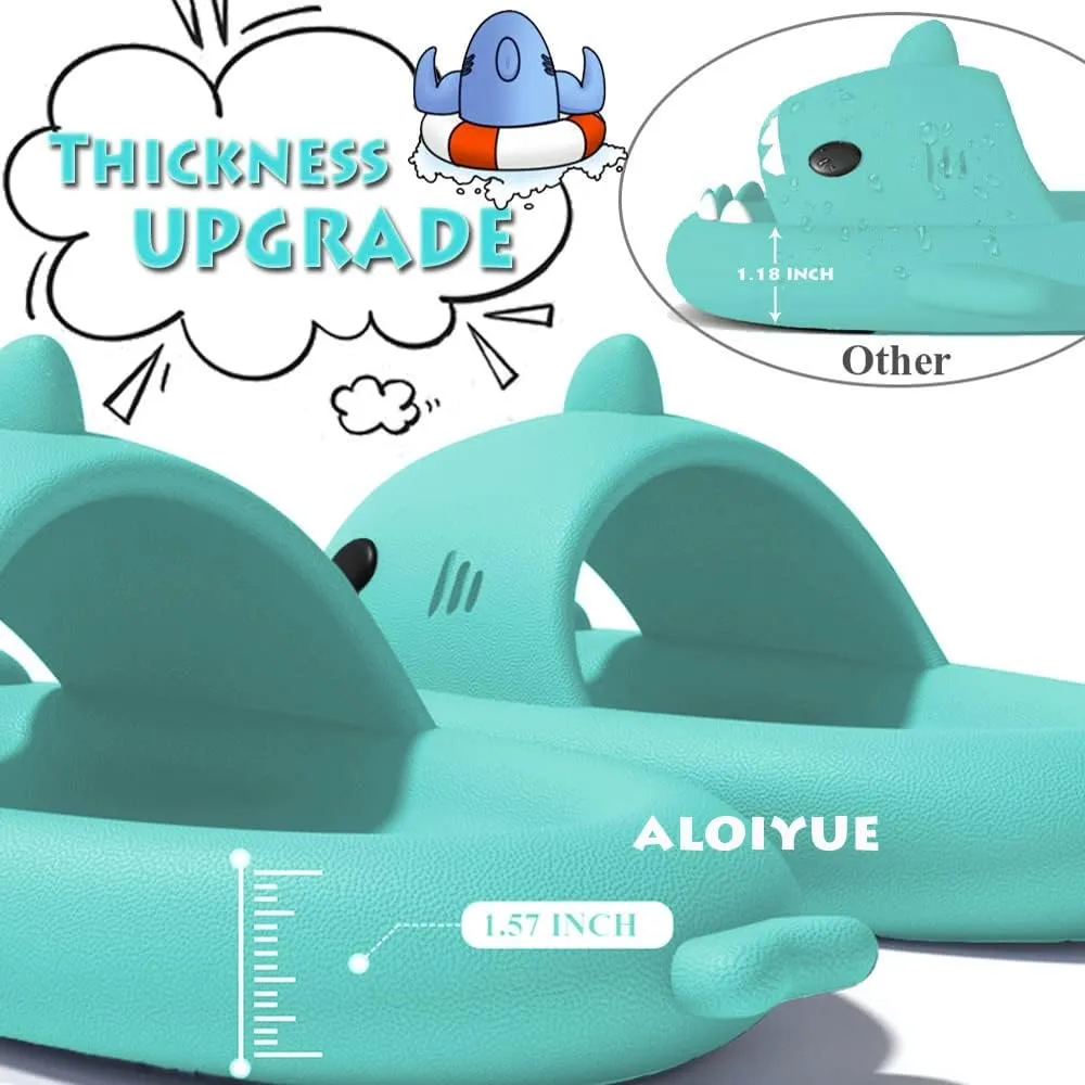 Shark Slides Thickness Upgrade Summer Cute Cartoon Shark Slippers for Women Men Non-Slip Open Toe Lightweight Sole Sandals Casual Unisex Beach Shoes