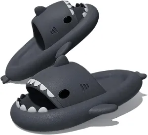 Shark Slides Thickness Upgrade Summer Cute Cartoon Shark Slippers for Women Men Non-Slip Open Toe Lightweight Sole Sandals Casual Unisex Beach Shoes