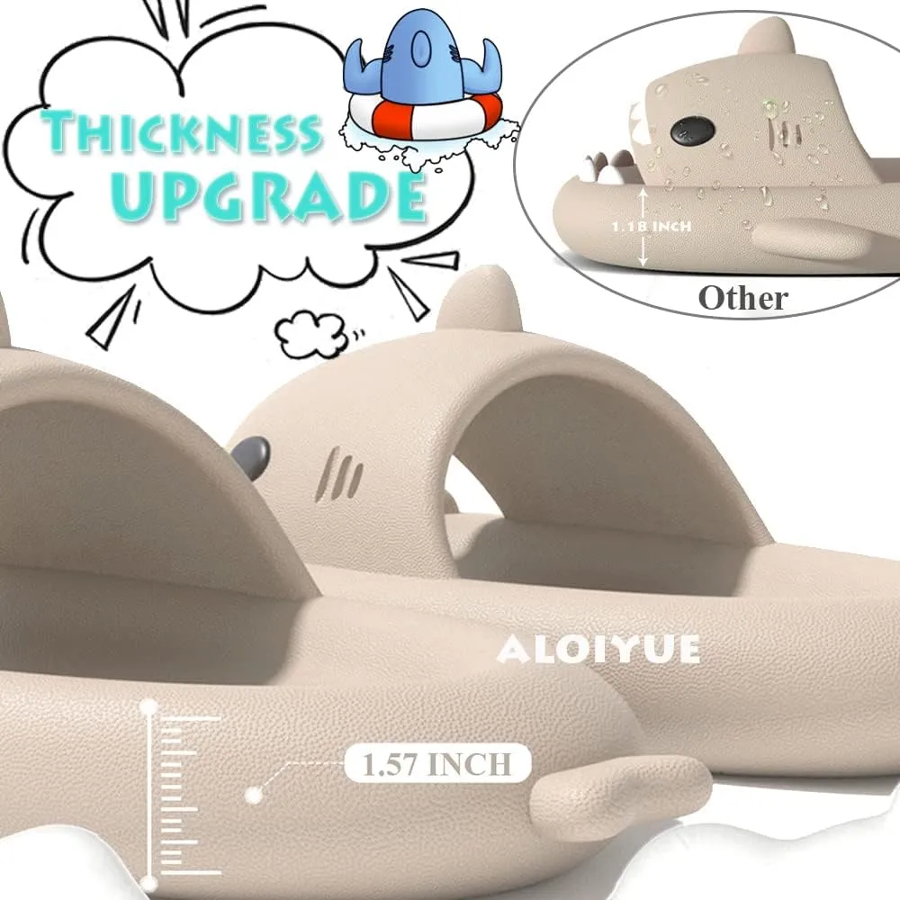 Shark Slides Thickness Upgrade Summer Cute Cartoon Shark Slippers for Women Men Non-Slip Open Toe Lightweight Sole Sandals Casual Unisex Beach Shoes