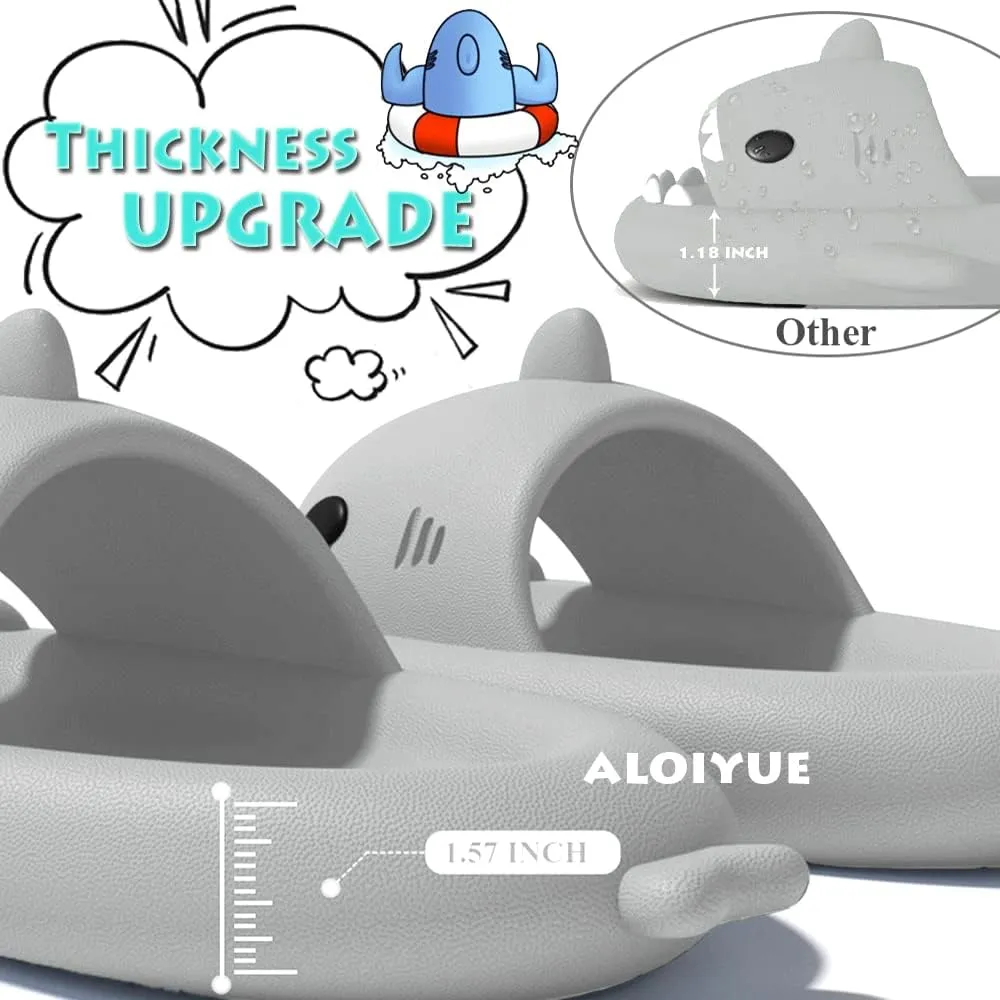 Shark Slides Thickness Upgrade Summer Cute Cartoon Shark Slippers for Women Men Non-Slip Open Toe Lightweight Sole Sandals Casual Unisex Beach Shoes