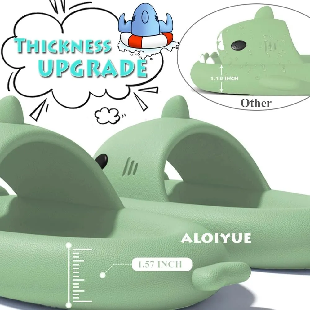 Shark Slides Thickness Upgrade Summer Cute Cartoon Shark Slippers for Women Men Non-Slip Open Toe Lightweight Sole Sandals Casual Unisex Beach Shoes