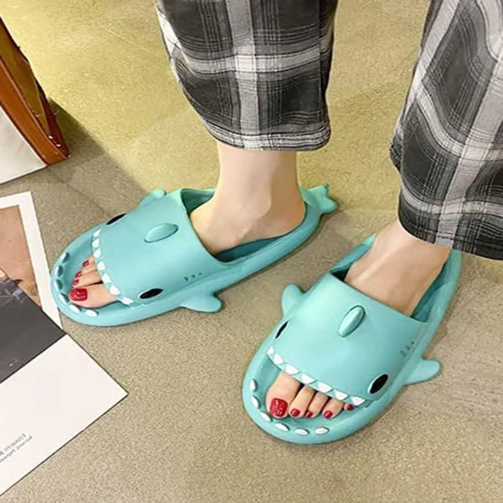Shark Slides Thickness Upgrade Summer Cute Cartoon Shark Slippers for Women Men Non-Slip Open Toe Lightweight Sole Sandals Casual Unisex Beach Shoes