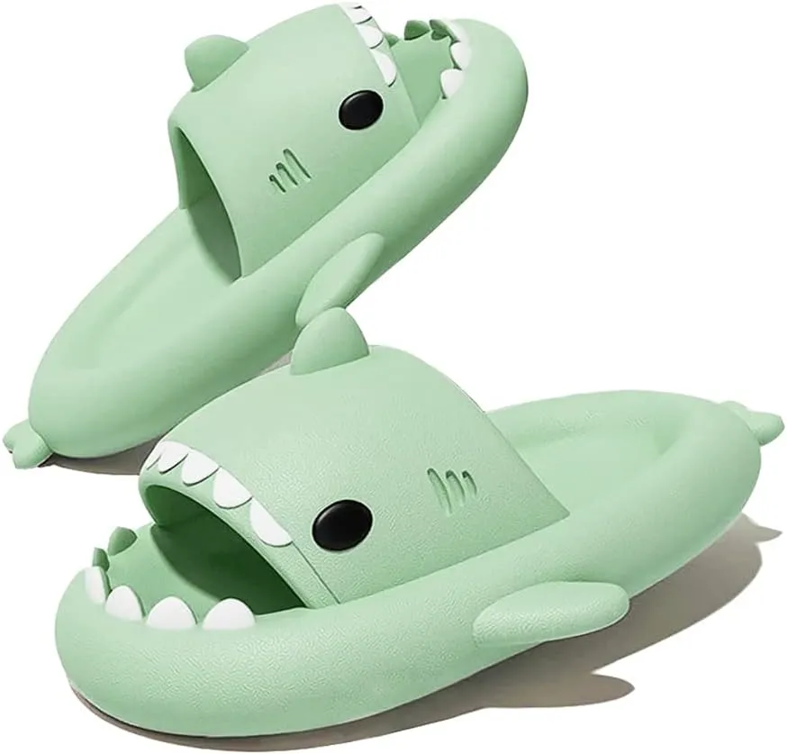 Shark Slides Thickness Upgrade Summer Cute Cartoon Shark Slippers for Women Men Non-Slip Open Toe Lightweight Sole Sandals Casual Unisex Beach Shoes