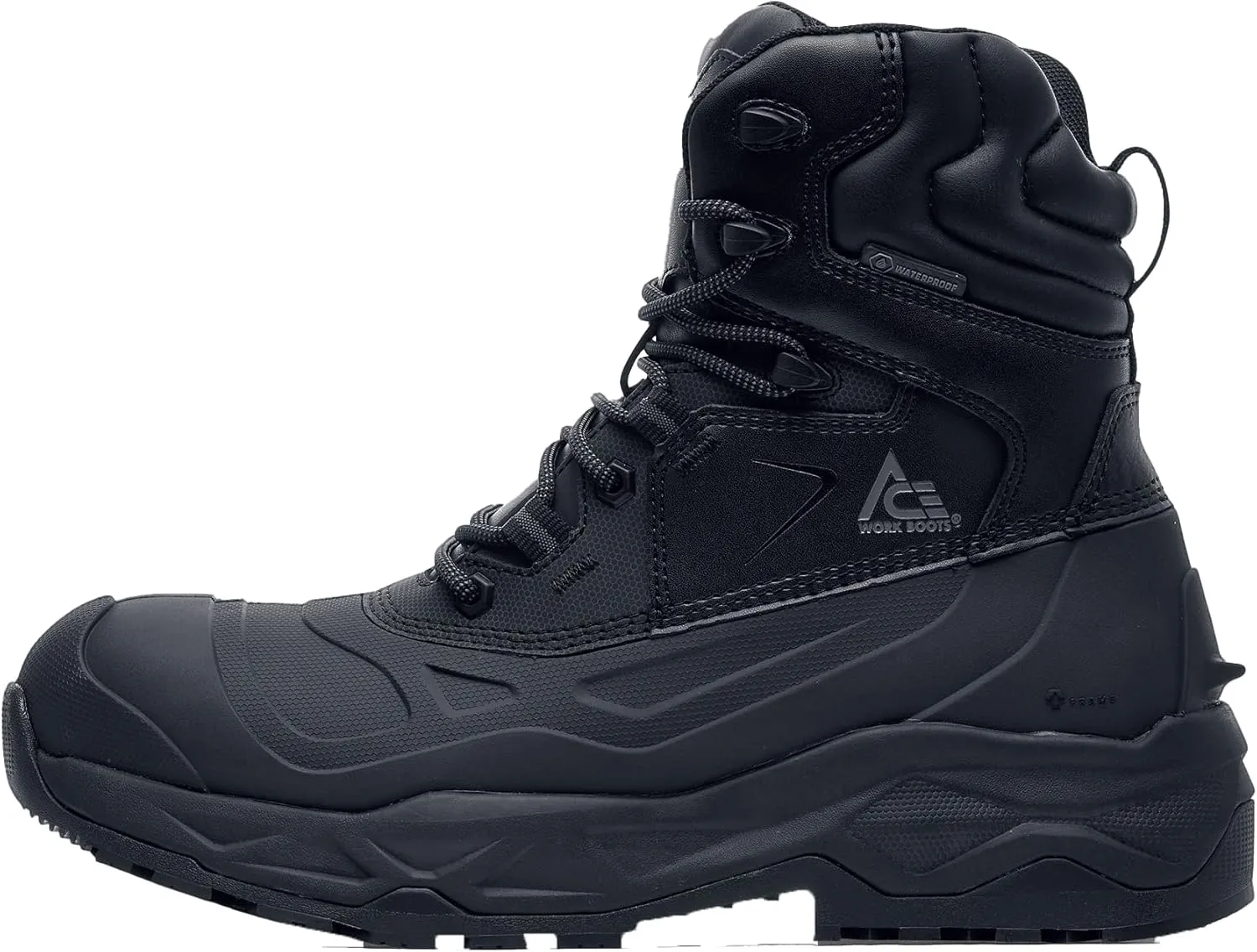 Shoes for Crews ACE Fargo II, Men's Soft Toe (ST) Work Boots, Slip Resistant and Waterproof, Black, Size 8.5