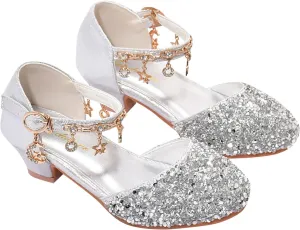 Shoes Girls Low Heel Dress Shoes Sparkle Mary Jane Flower Girls Wedding Birthday Party Dress Shoes for Little Girls