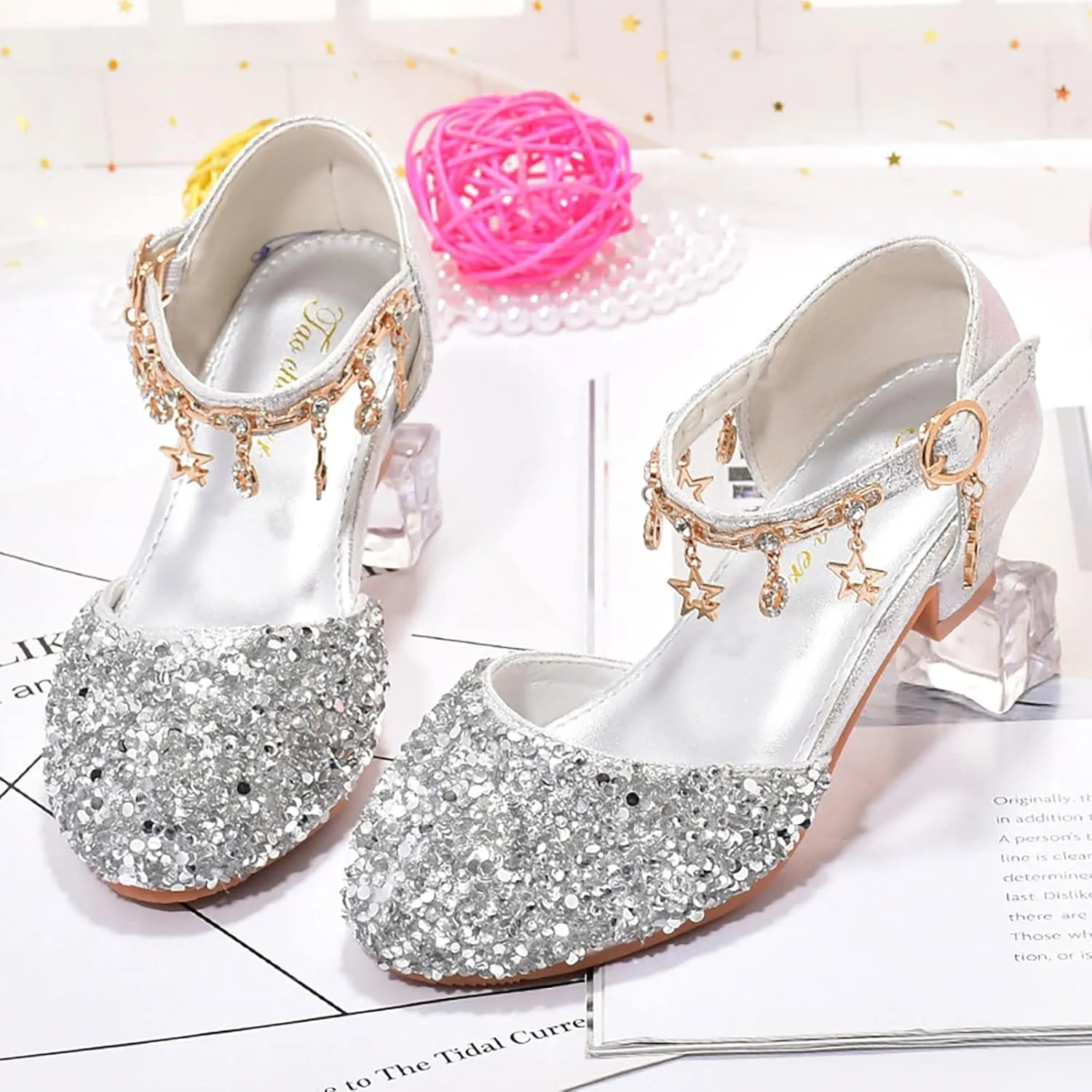 Shoes Girls Low Heel Dress Shoes Sparkle Mary Jane Flower Girls Wedding Birthday Party Dress Shoes for Little Girls