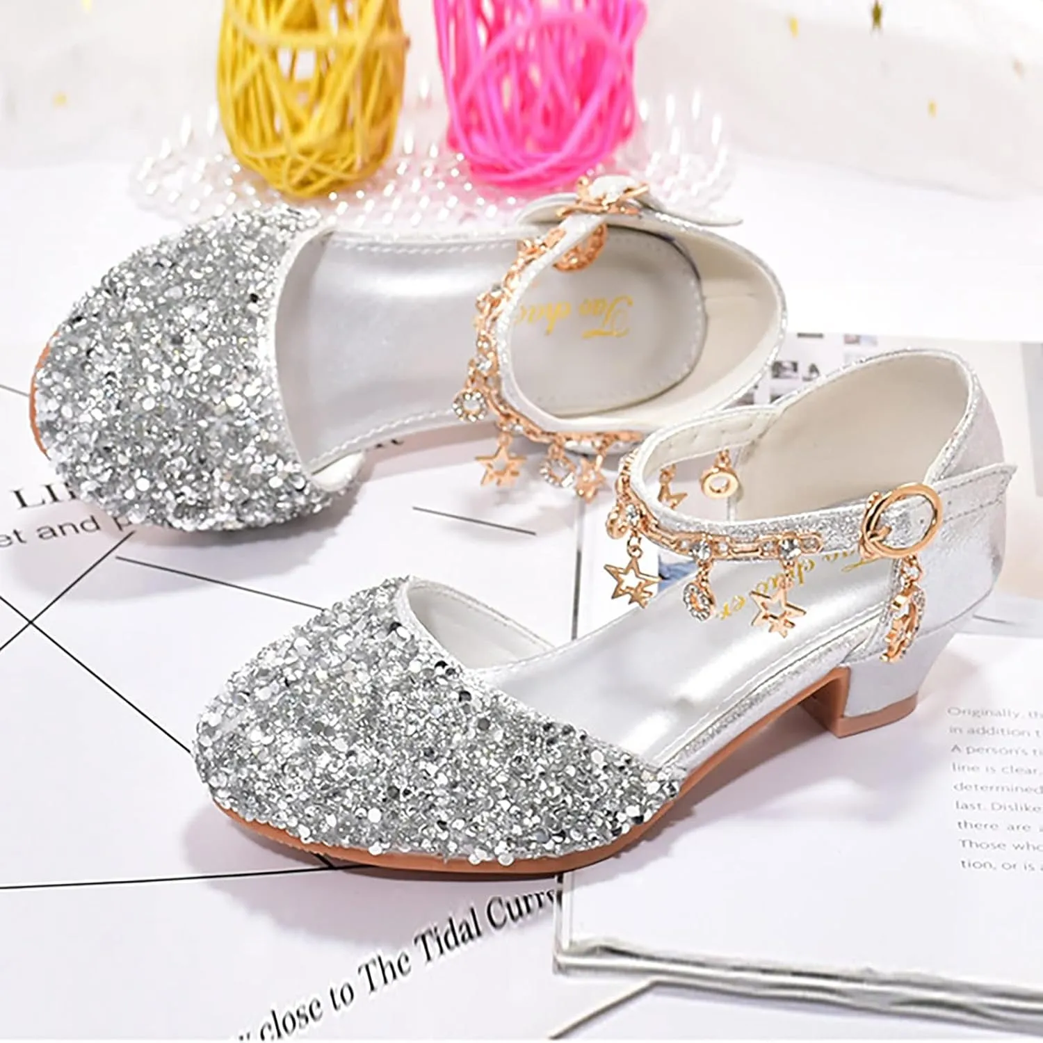 Shoes Girls Low Heel Dress Shoes Sparkle Mary Jane Flower Girls Wedding Birthday Party Dress Shoes for Little Girls