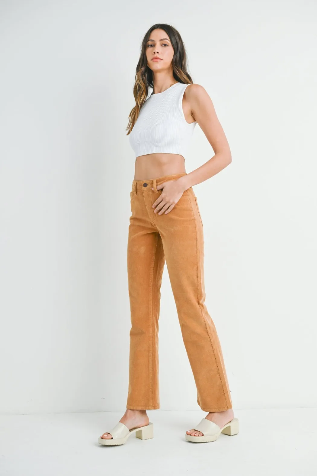 Slim Bootcut Corduroy Dark Camel