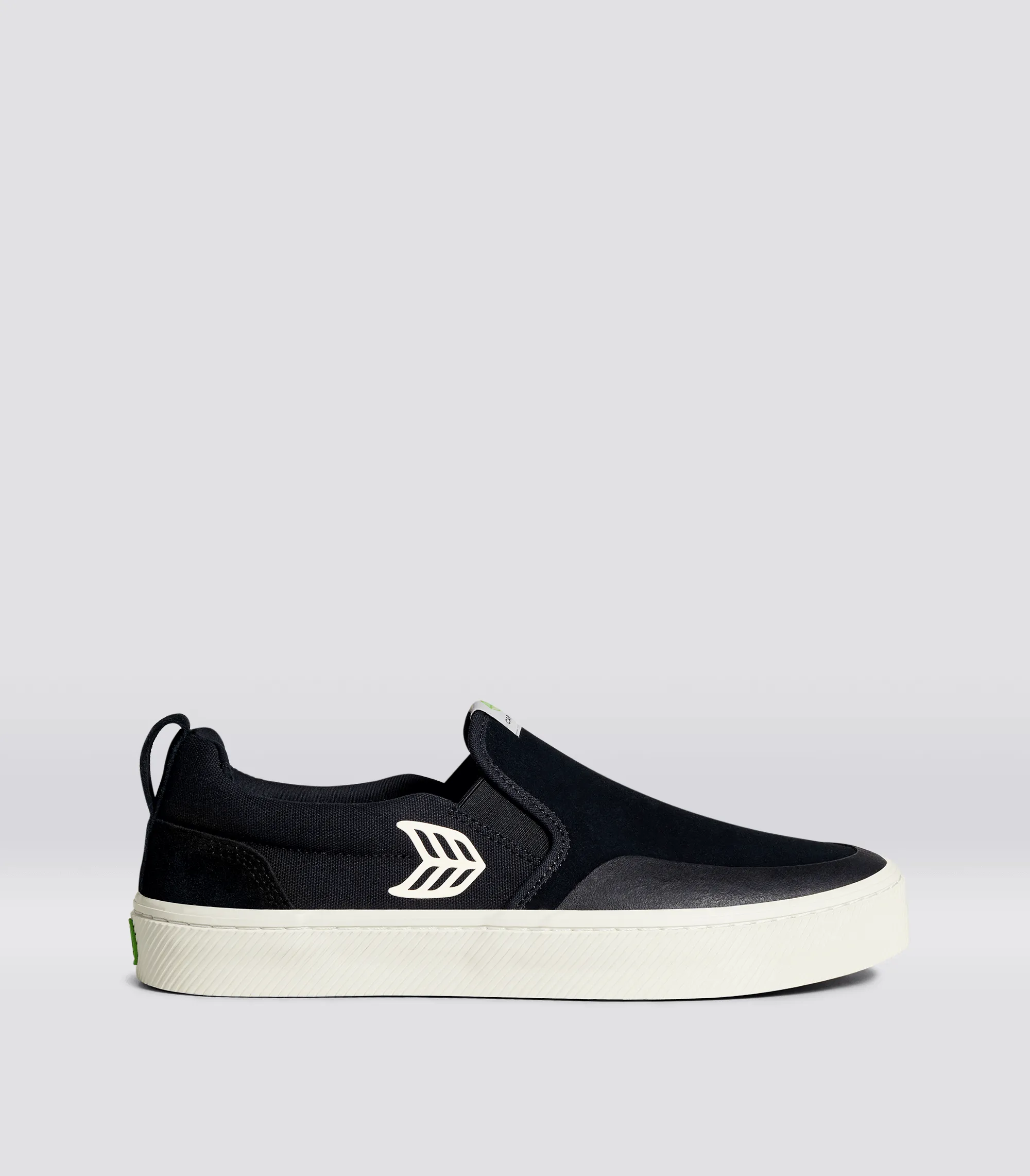 SLIP ON Skate PRO Black Suede and Canvas Ivory Logo Sneaker Men