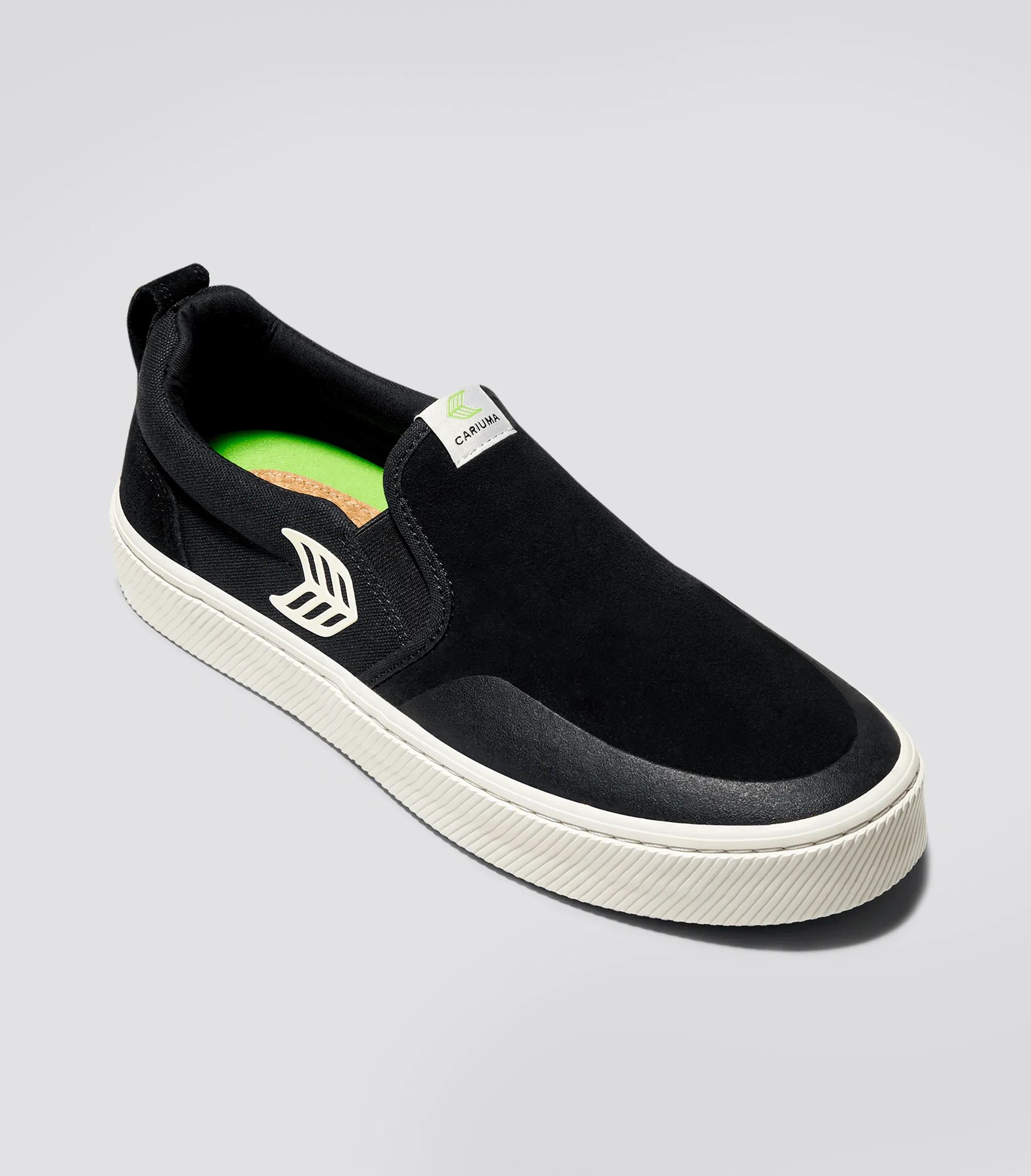 SLIP ON Skate PRO Black Suede and Canvas Ivory Logo Sneaker Men