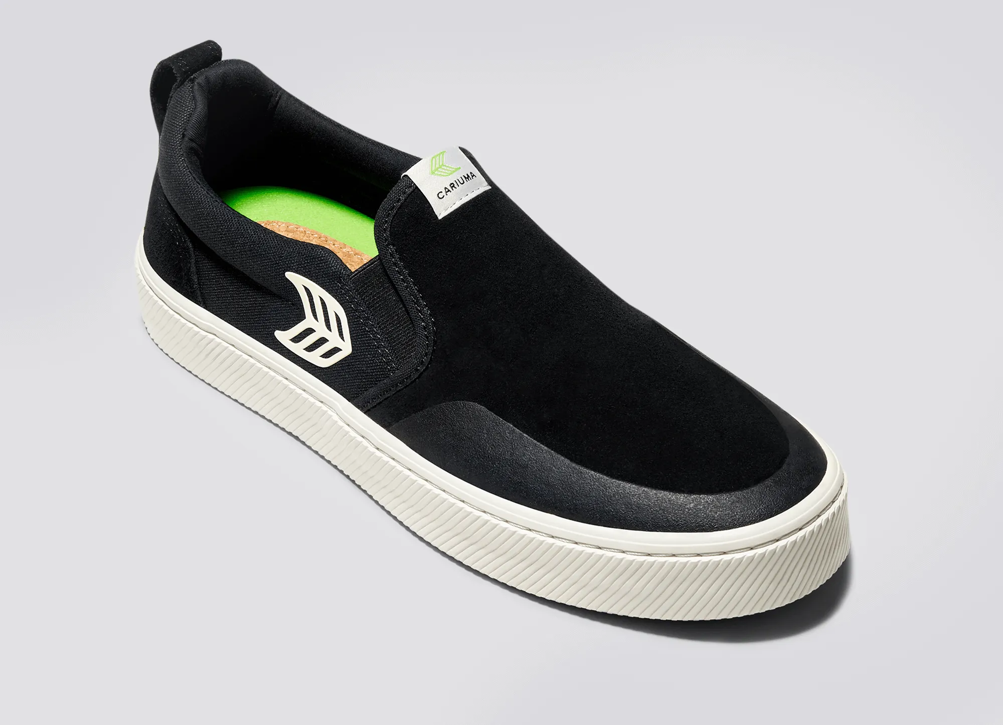 SLIP ON Skate PRO Black Suede and Canvas Ivory Logo Sneaker Men