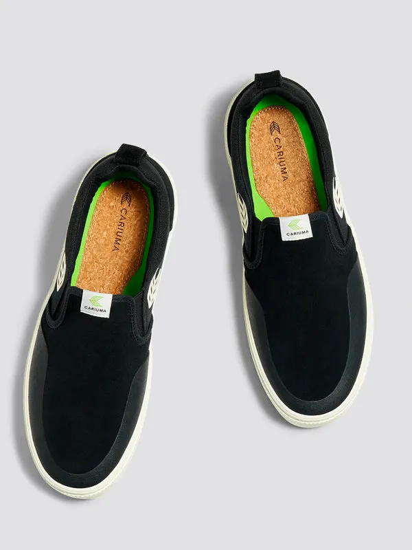 Slip-On Skate Pro: Black Suede/Ivory