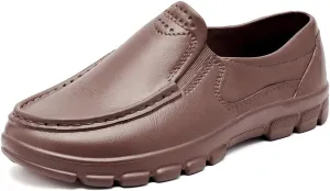 Slip-Resistant Work Shoes, EVA, Rubber Outsole, Chef Shoes Men's Loafers Waterproof and Oil Resistant Black