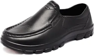 Slip-Resistant Work Shoes, EVA, Rubber Outsole, Chef Shoes Men's Loafers Waterproof and Oil Resistant Black