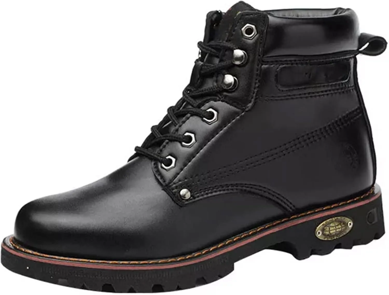 Steel Toe Leather Work Boot for Men, Waterproof Nonslip Work Boots, Durable Rubber Sole Boot for Industrial Construction