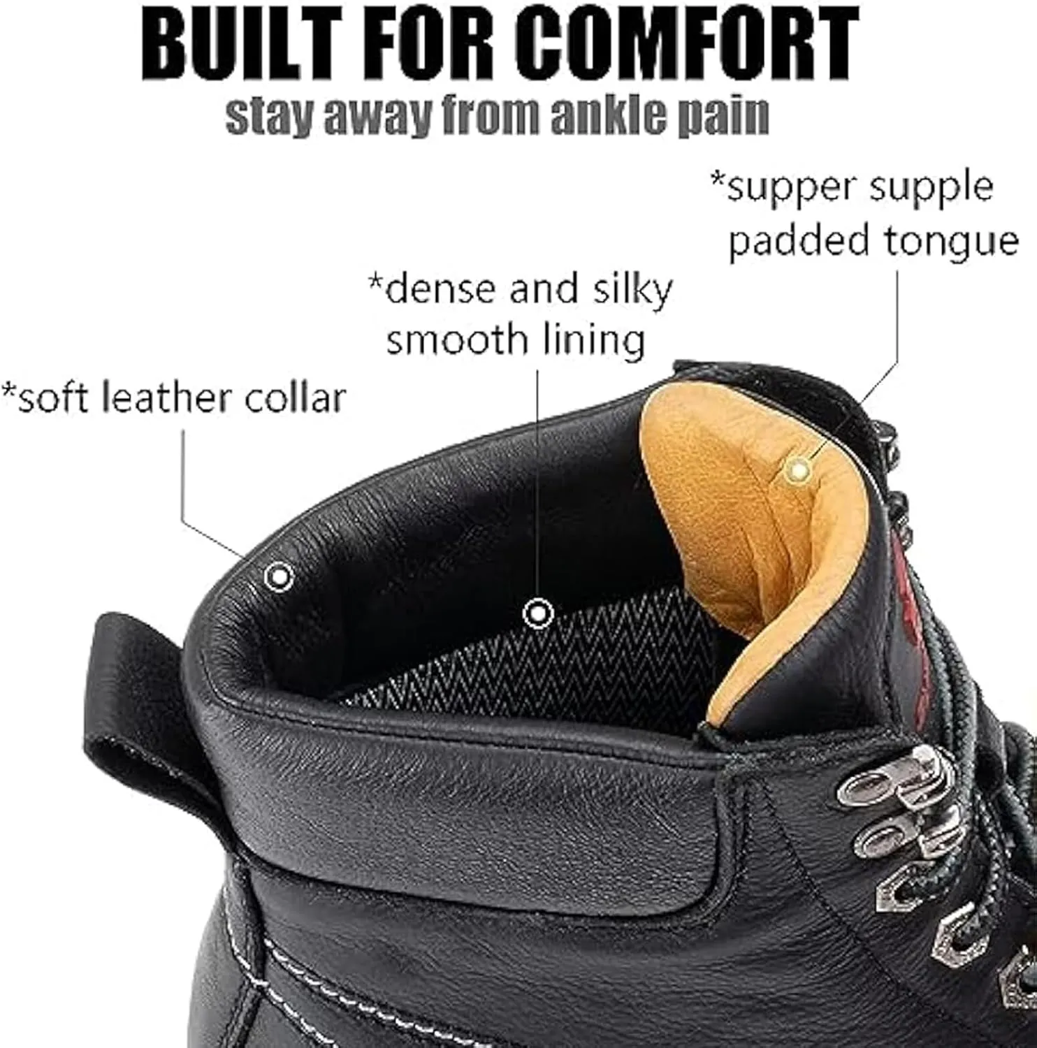 SUREWAY Mens Heavy Duty Soft/Composite/Steel Toe Work Boots for Men-Comfortable,Goodyear Welt,Full Grain Leather,6 in Wedge Moc Toe Construction Boots/Shoes