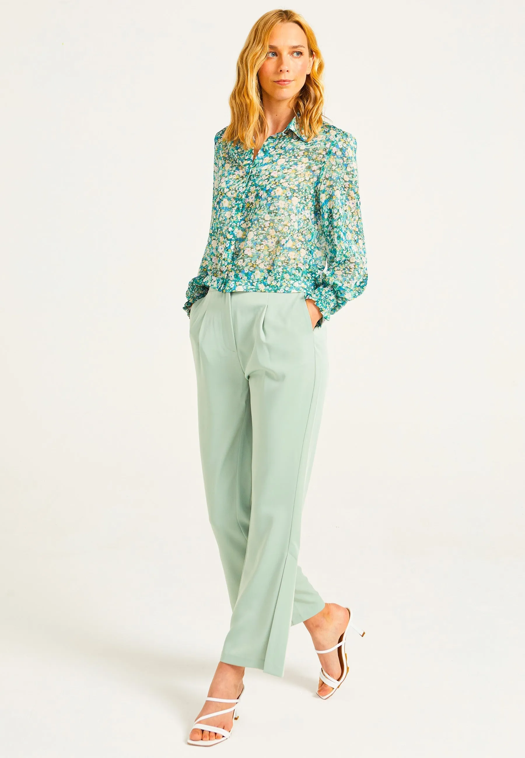 Tailored Trousers in Sage Green
