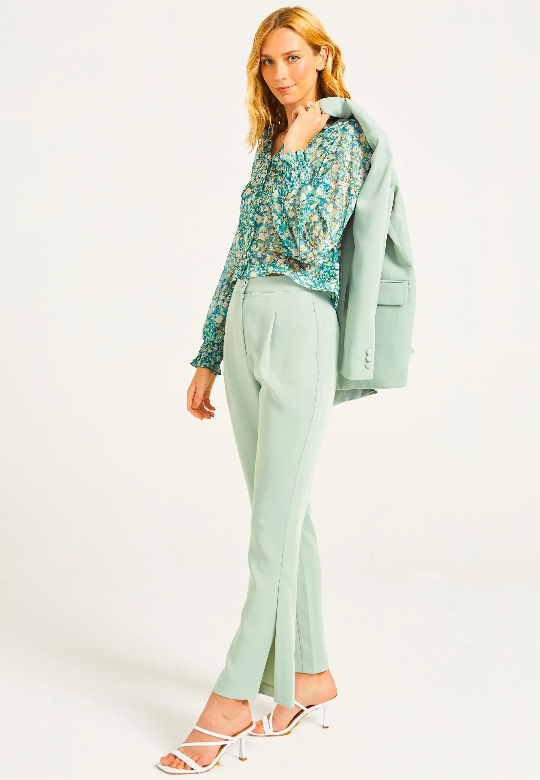 Tailored Trousers in Sage Green