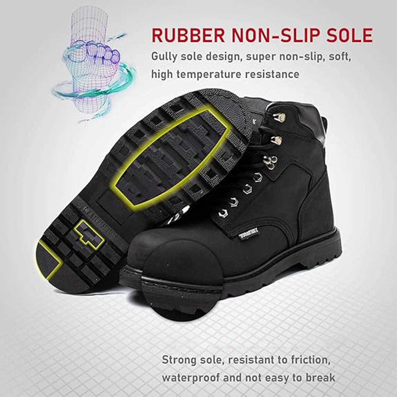 Tanleewa Work Safety Boots for Men Steel Toe Leather Boots Industrial Construction Non Slip Comfortable Working Botas