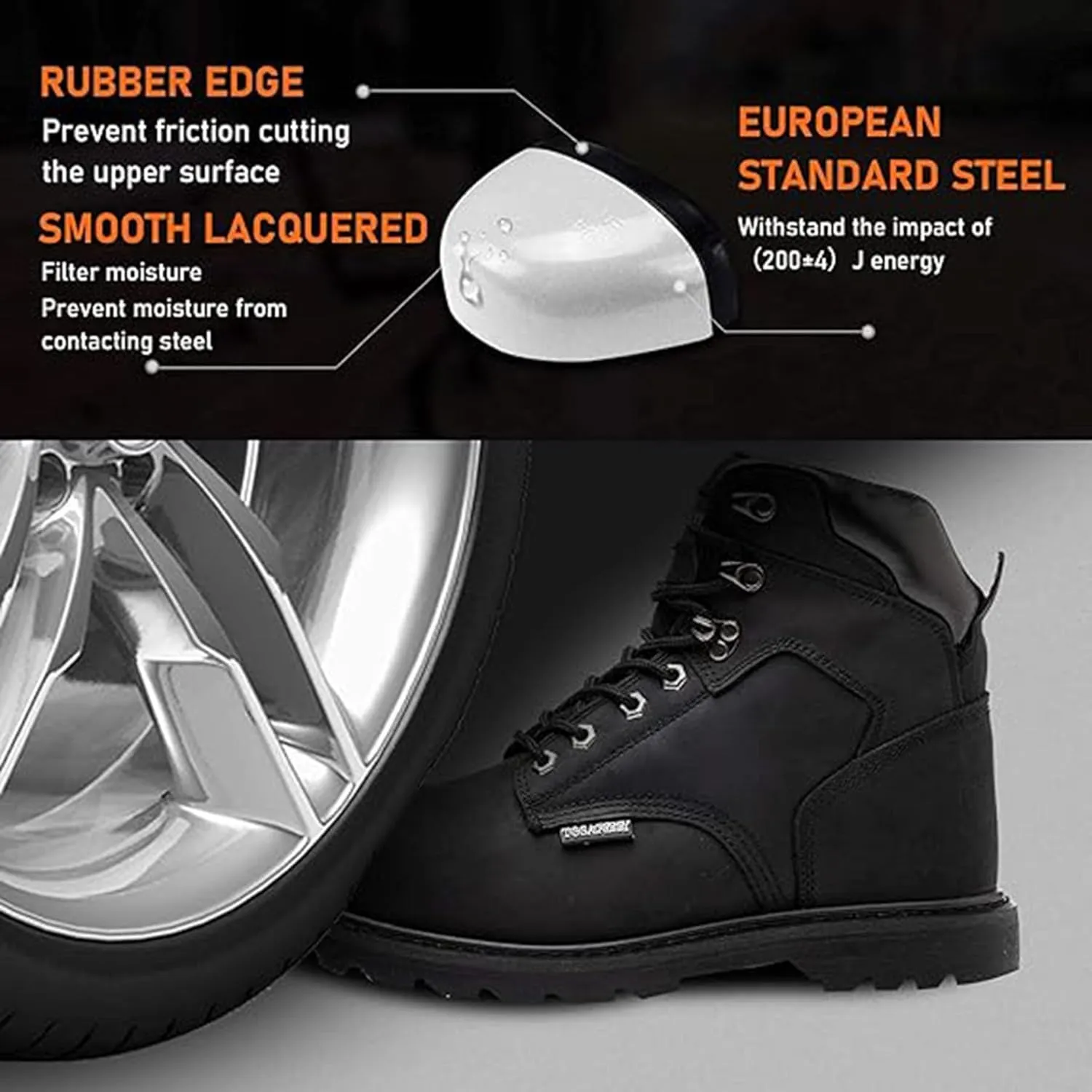 Tanleewa Work Safety Boots for Men Steel Toe Leather Boots Industrial Construction Non Slip Comfortable Working Botas