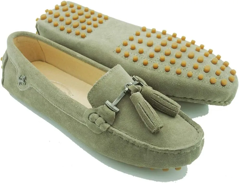 TDA Womens Casual Comfort Slip-on Metal Button Tassel Suede Leather Driving Walking Trail Running Loafers Boat Shoes Multi Colored