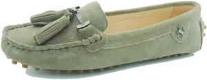 TDA Womens Casual Comfort Slip-on Metal Button Tassel Suede Leather Driving Walking Trail Running Loafers Boat Shoes Multi Colored