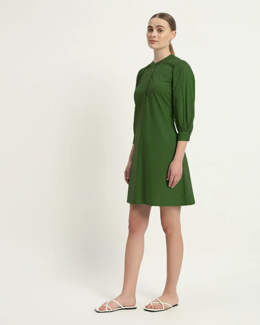 The Roslyn Emerald Cotton Dress