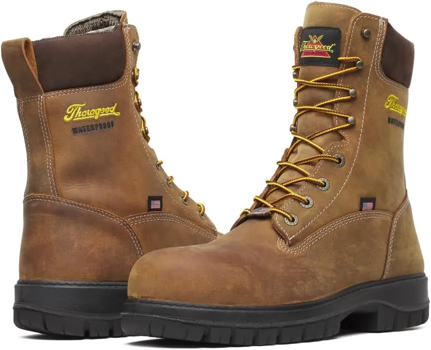 Thorogood 8 Waterproof Work Boots for Men - Nano Composite Toe - Genesis Series - Full-Grain Leather with Comfort Insoles and Slip-Resistant Outsoles