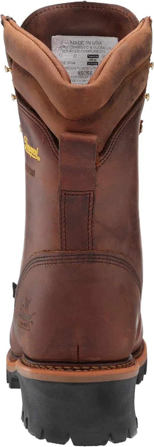 Thorogood Logger Series 9 Waterproof Insulated Steel Toe Work Boots for Men - Premium Leather with 400g Thinsulate and Vibram Slip-Resistant Heel Outsole