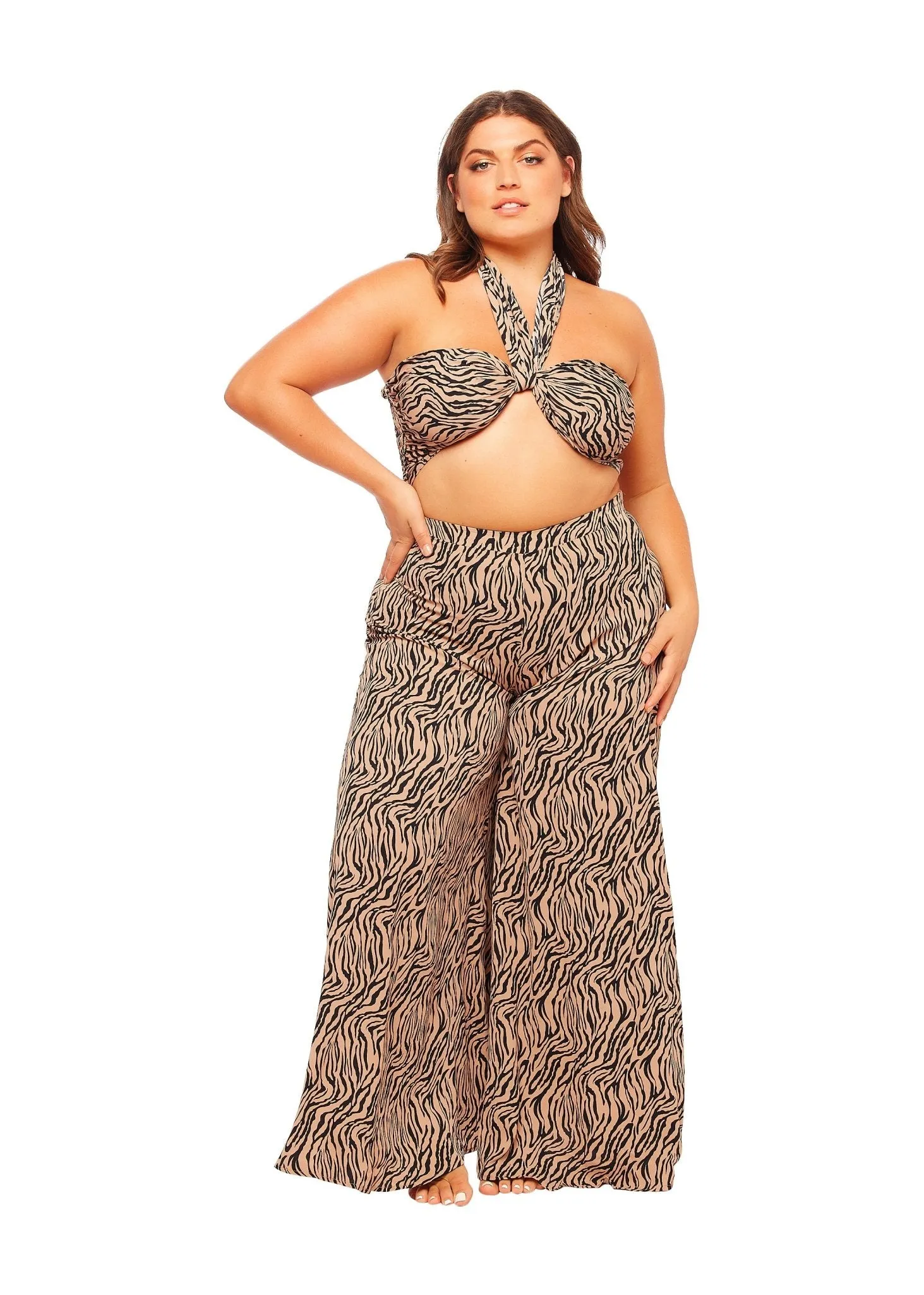 Tie Tube Top and Pant Set Animal Print