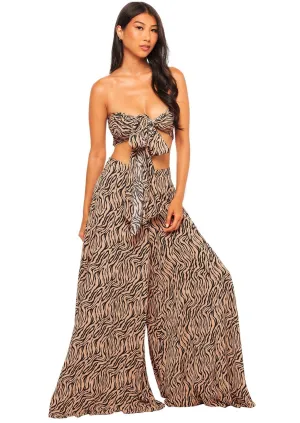 Tie Tube Top and Pant Set Animal Print