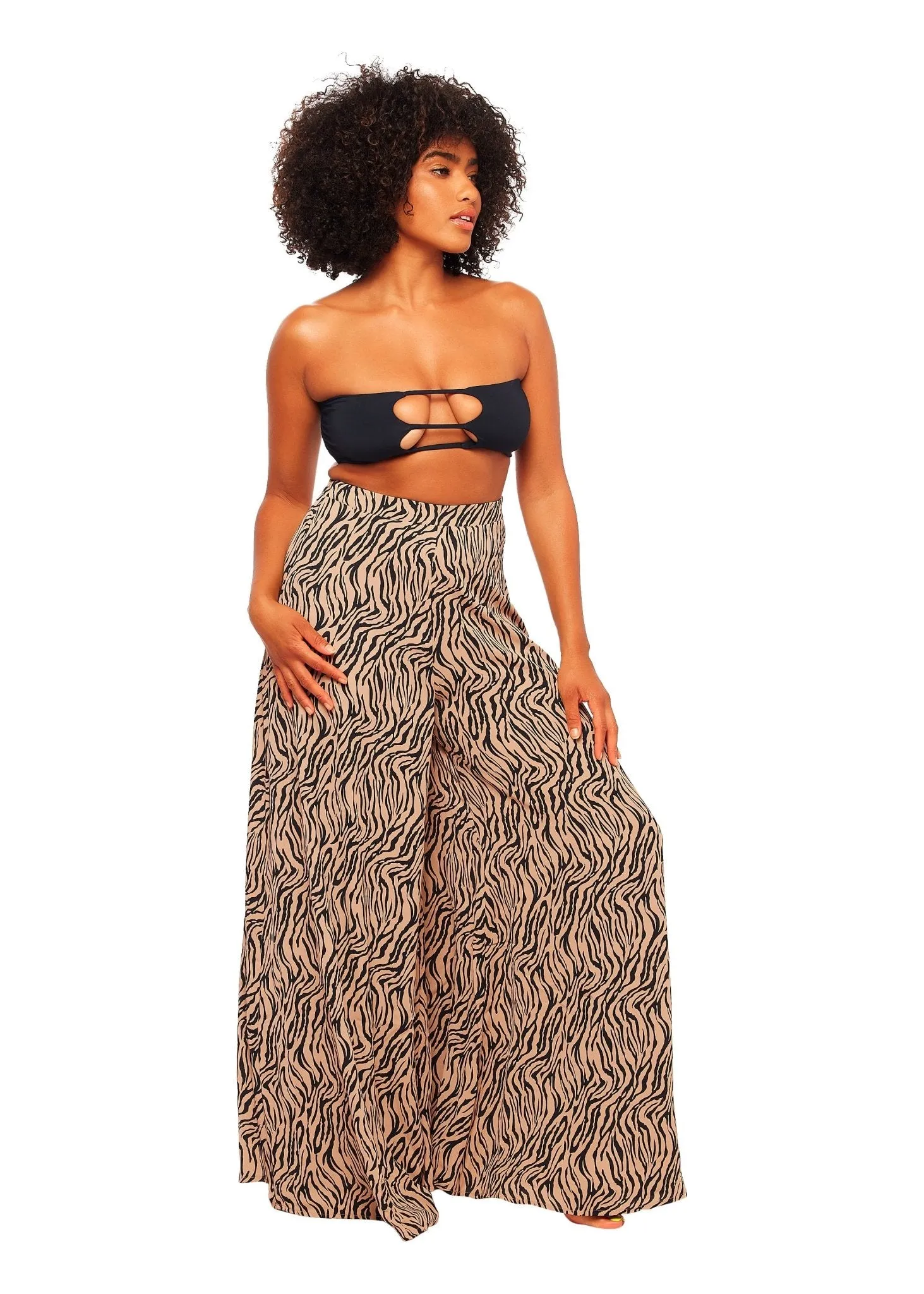 Tie Tube Top and Pant Set Animal Print