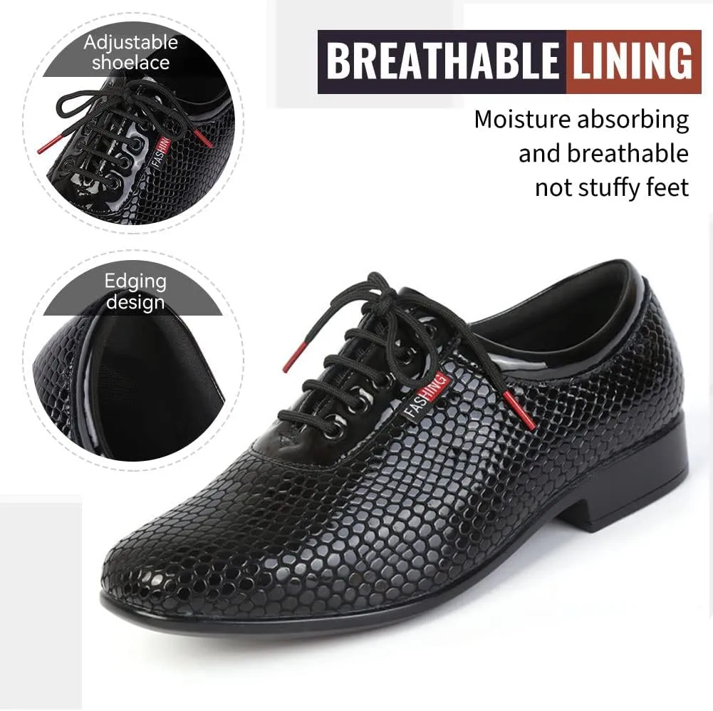 TINRYMX Men Latin Dance Shoes Lace-up Standard Ballroom Modern Tango Salsa Practice Social Dance Shoes,Model-LHD401