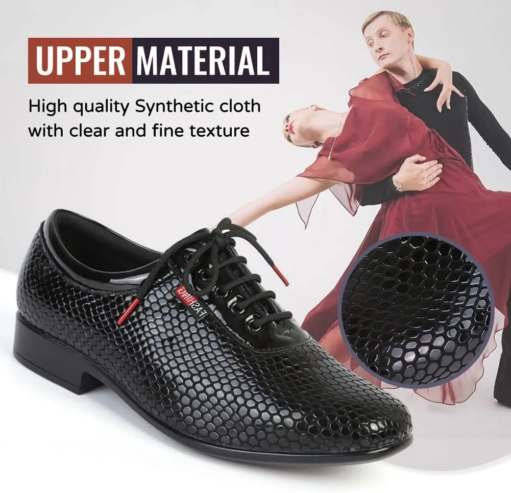 TINRYMX Men Latin Dance Shoes Lace-up Standard Ballroom Modern Tango Salsa Practice Social Dance Shoes,Model-LHD401